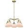 Fulton 24.5"W 5 Light Antique Brass Stem Hung Chandelier w/ White Shad