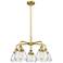 Fulton 24.5"W 5 Light Brushed Brass Stem Hung Chandelier w/ Clear Shad