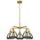Fulton 24.5"W 5 Light Brushed Brass Stem Hung Chandelier w/ Smoke Shad
