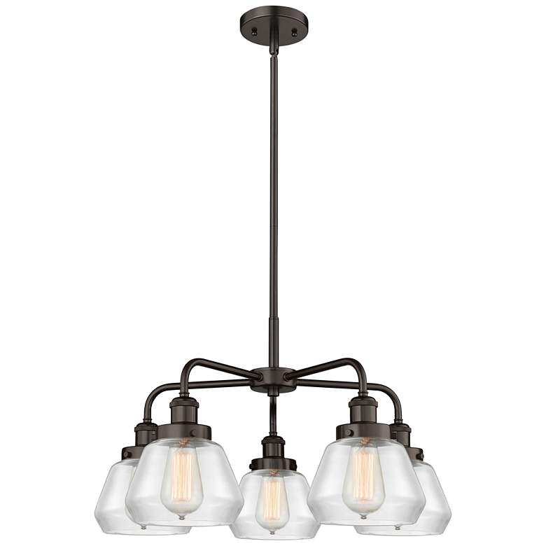 Image 1 Fulton 24.5"W 5 Light Oil Rubbed Bronze Stem Hung Chandelier w/ Clear