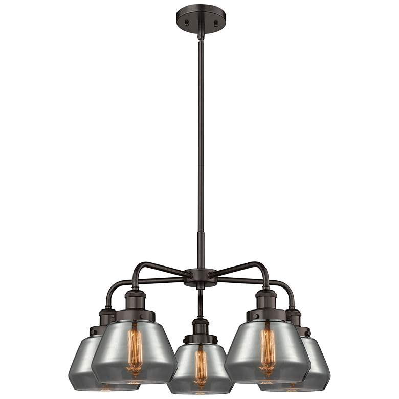 Image 1 Fulton 24.5"W 5 Light Oil Rubbed Bronze Stem Hung Chandelier w/ Smoke