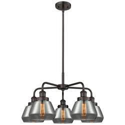 Fulton 24.5"W 5 Light Oil Rubbed Bronze Stem Hung Chandelier w/ Smoke