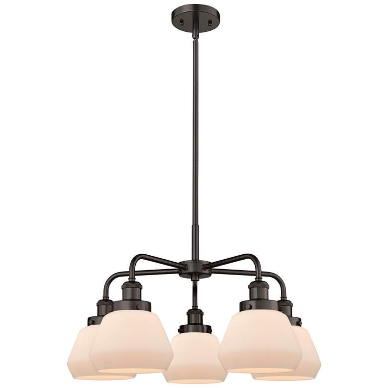 Image 1 Fulton 24.5"W 5 Light Oil Rubbed Bronze Stem Hung Chandelier w/ White
