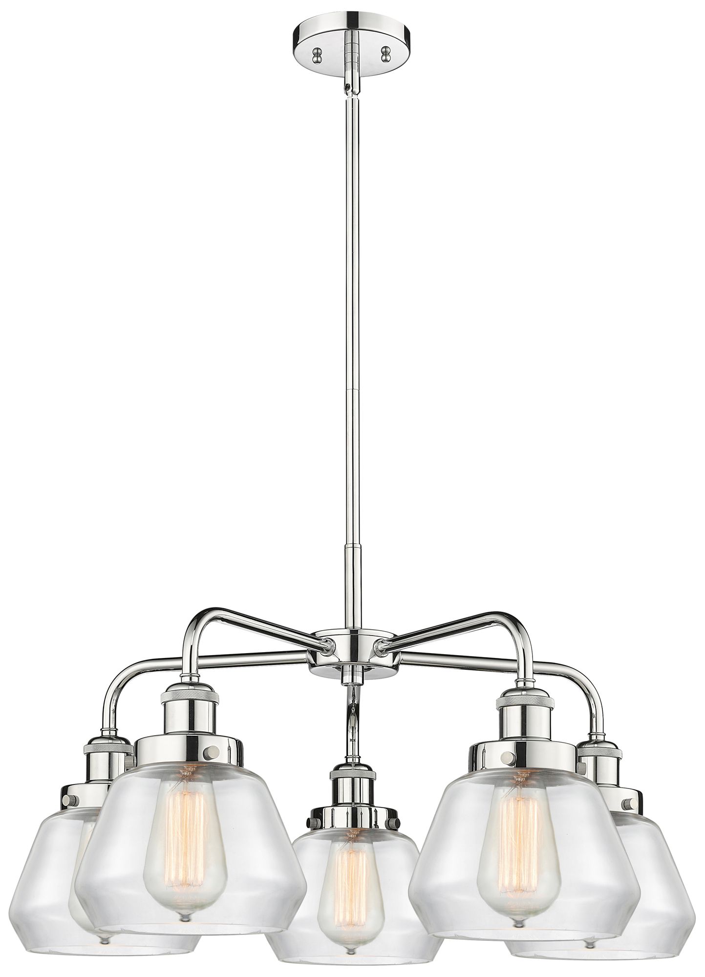 Fulton 24.5"W 5 Light Polished Chrome Stem Hung Chandelier w/ Clear Sh