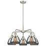 Fulton 24.5"W 5 Light Satin Nickel Stem Hung Chandelier w/ Smoke Shade