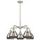Fulton 24.5"W 5 Light Satin Nickel Stem Hung Chandelier w/ Smoke Shade