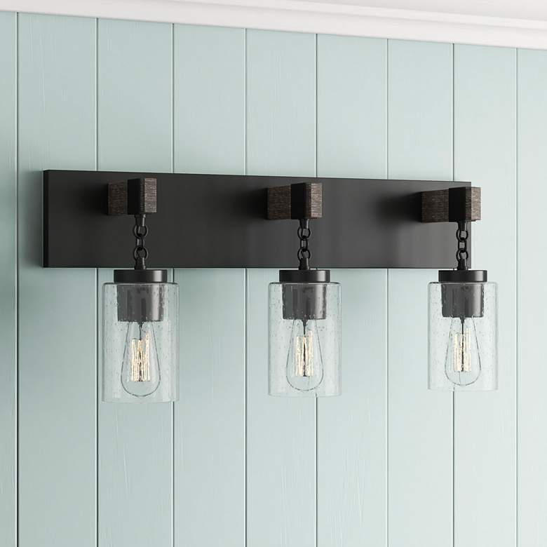 Image 1 Fulton 24" Wide Matte Black 3-Light Bath Light