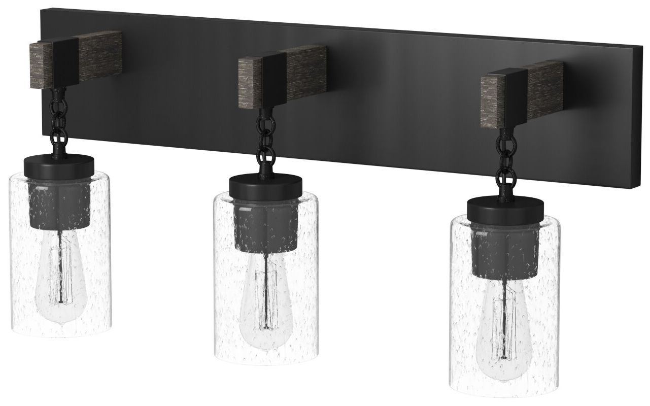 Fulton 24" Wide Matte Black 3-Light Bath Light