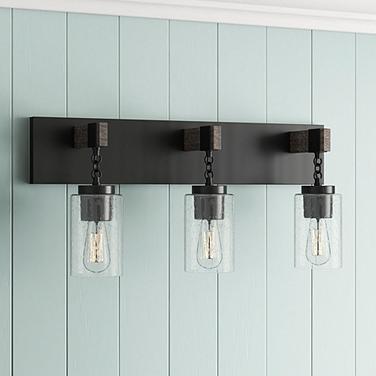 Fulton 24" Wide Matte Black 3-Light Bath Light