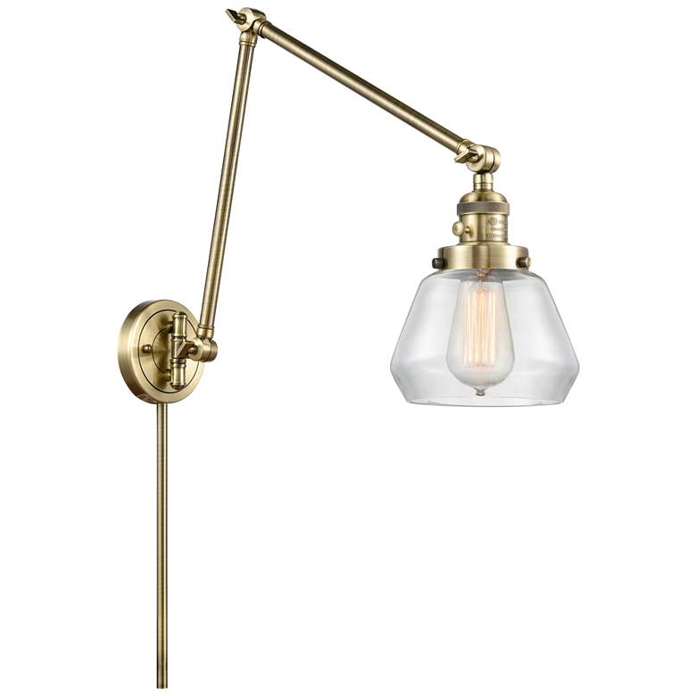 Image 1 Fulton 30" High Antique Brass Double Extension Swing Arm w/ Clear Shad