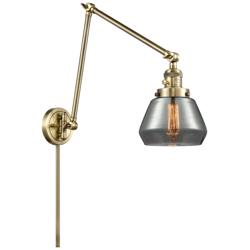 Fulton 30" High Antique Brass Double Extension Swing Arm w/ Smoke Shad