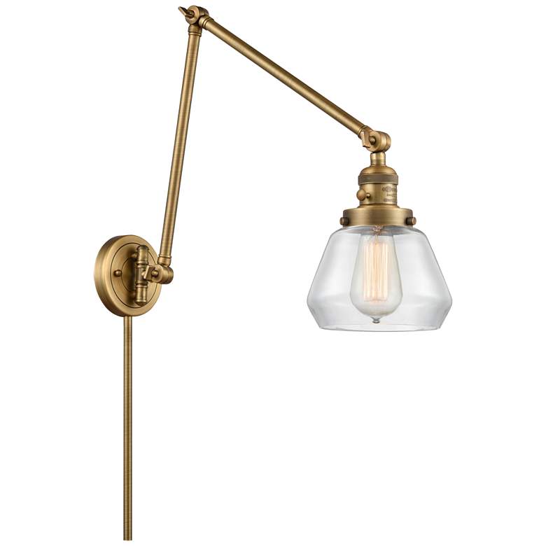 Image 1 Fulton 30" High Brushed Brass Double Extension Swing Arm w/ Clear Shad
