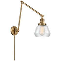 Fulton 30" High Brushed Brass Double Extension Swing Arm w/ Clear Shad