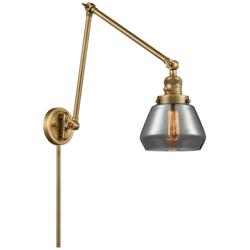 Fulton 30" High Brushed Brass Double Extension Swing Arm w/ Smoke Shad
