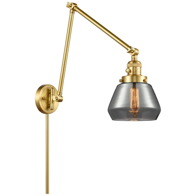 Image 1 Fulton 30" High Gold Double Extension Swing Arm w/ Plated Smoke Shade