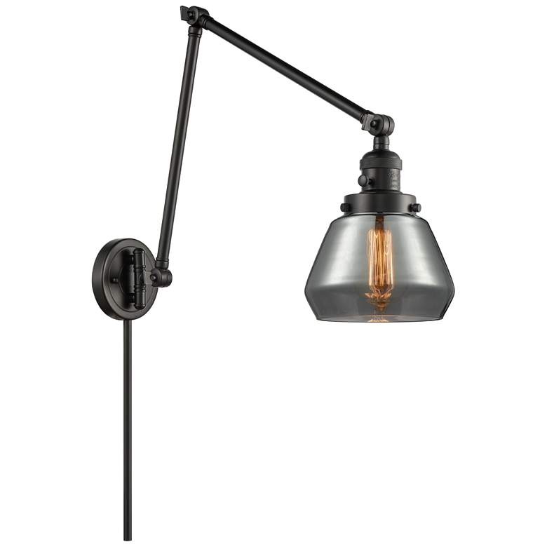 Image 1 Fulton 30" High Matte Black Double Extension Swing Arm w/ Smoke Shade