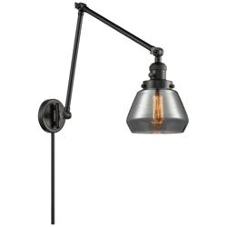 Fulton 30" High Matte Black Double Extension Swing Arm w/ Smoke Shade