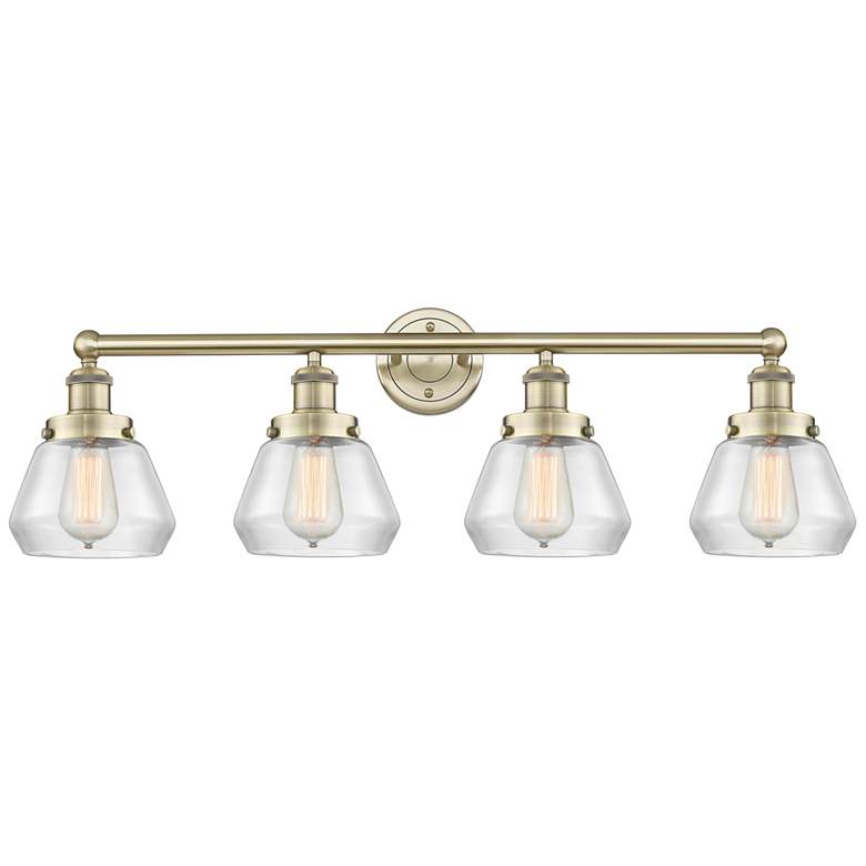 Image 1 Fulton 33.5" Wide 4 Light Antique Brass Bath Vanity Light With Clear S