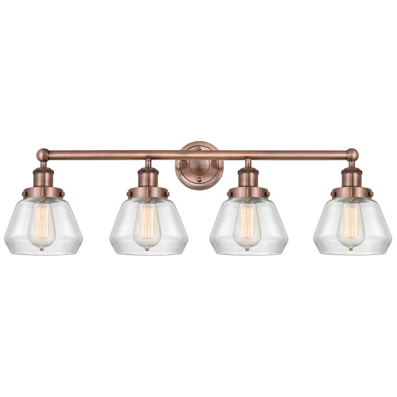 Image 1 Fulton 33.5" Wide 4 Light Antique Copper Bath Vanity Light With Clear