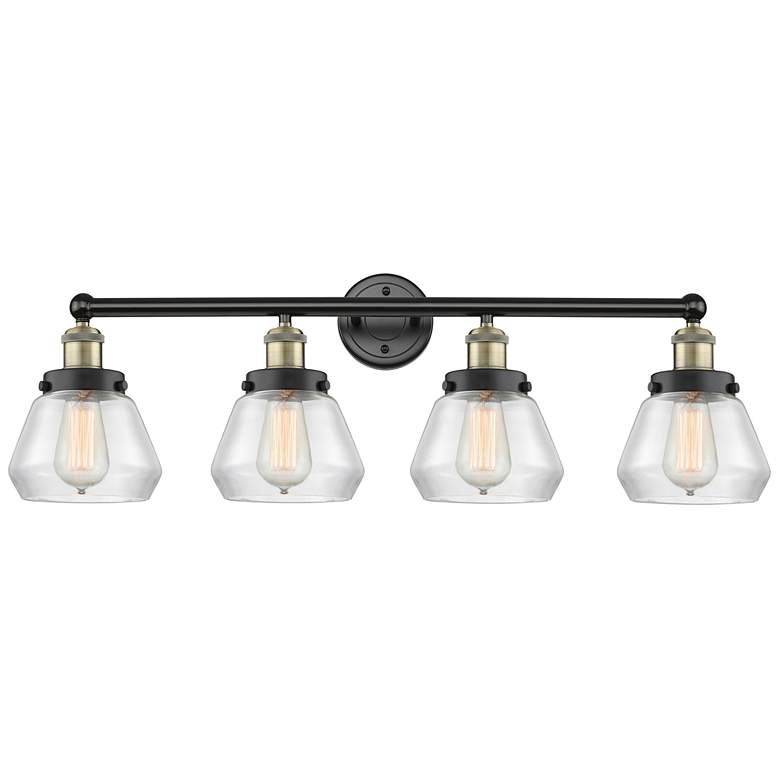 Image 1 Fulton 33.5" Wide 4 Light Black Brass Bath Vanity Light With Clear Sha