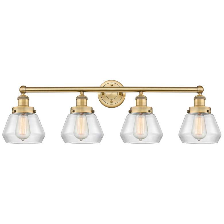 Image 1 Fulton 33.5" Wide 4 Light Brushed Brass Bath Vanity Light With Clear S