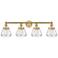 Fulton 33.5" Wide 4 Light Brushed Brass Bath Vanity Light With Clear S