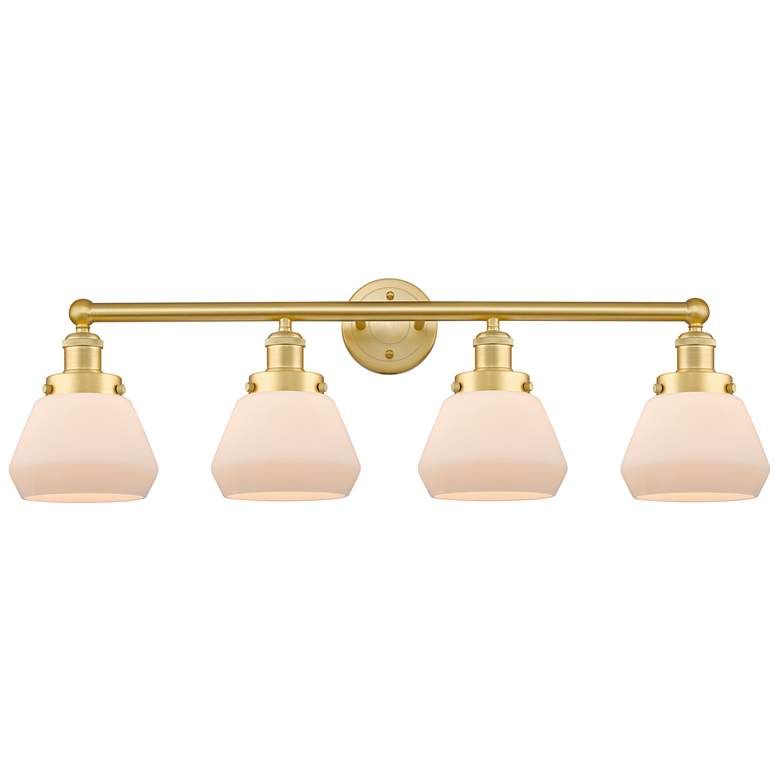 Image 1 Fulton 33.5" Wide 4 Light Satin Gold Bath Vanity Light w/ Matte White