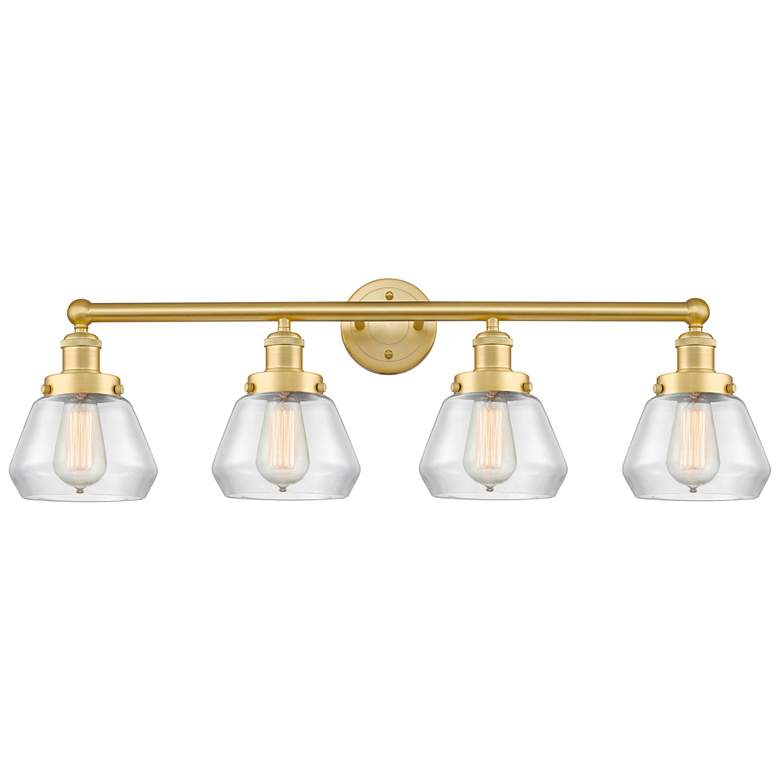 Image 1 Fulton 33.5" Wide 4 Light Satin Gold Bath Vanity Light With Clear Shad