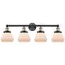 Fulton 33.5"W 4 Light Black Brass Bath Vanity Light w/ Matte White Sha