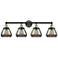 Fulton 33.5"W 4 Light Black Brass Bath Vanity Light w/ Plated Smoke Sh