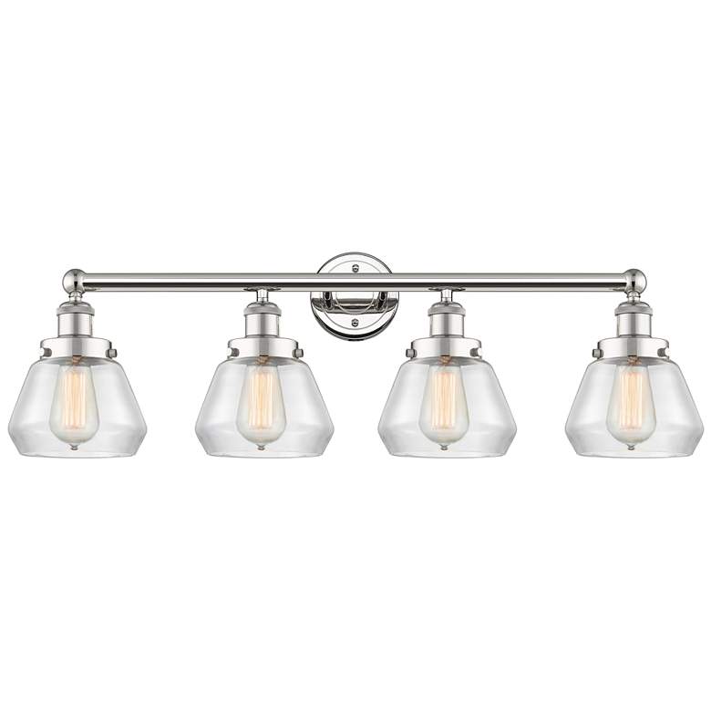 Image 1 Fulton 33.5"W 4 Light Polished Nickel Bath Vanity Light With Clear Sha