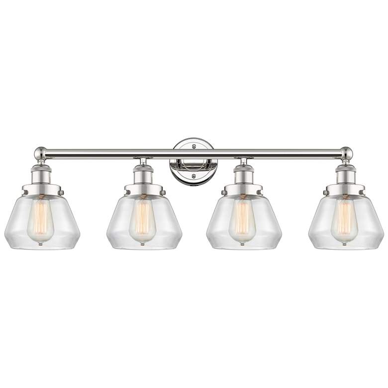 Image 1 Fulton 33.5 inchW 4 Light Polished Nickel Bath Vanity Light With Clear Sha