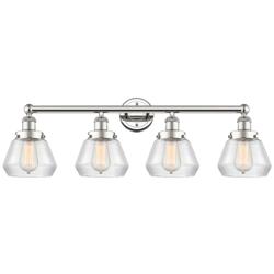 Fulton 33.5&quot;W 4 Light Polished Nickel Bath Vanity Light With Clear Sha