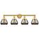 Fulton 33.5"W 4 Light Satin Gold Bath Vanity Light w/ Plated Smoke Sha