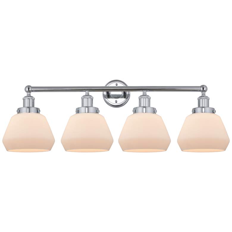Image 1 Fulton 34" Wide Chrome 4-Light Bath Light with White Glass