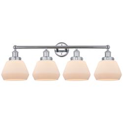 Fulton 34" Wide Chrome 4-Light Bath Light with White Glass