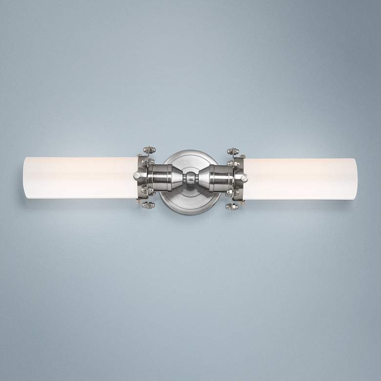 Image 1 Fulton 4" High Satin Nickel 2-Light Wall Sconce