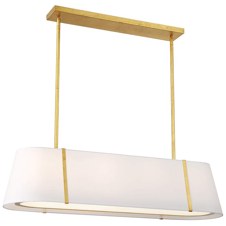 Image 1 Fulton 4 Light Antique Gold Linear Oval Chandelier