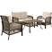 Fulton 4-Piece Taupe Outdoor Seating Set with Free Firepit