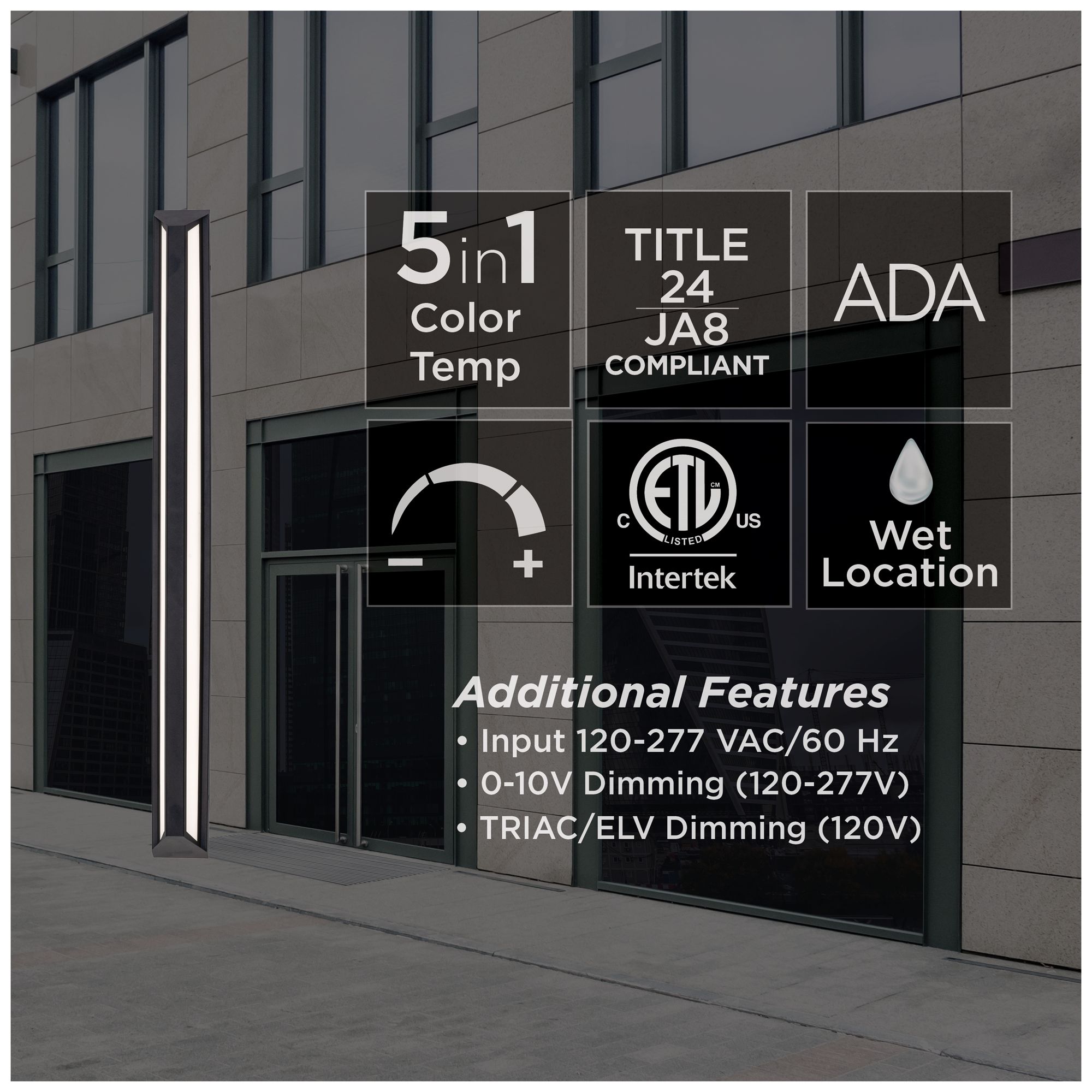 Image 7 Fulton 48" High Black LED Outdoor Sconce more views