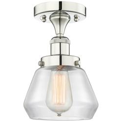 Fulton 6.5" Wide Polished Nickel Semi.Flush Mount With Clear Glass Sha