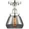 Fulton 6.5"W Polished Nickel Semi.Flush Mount With Plated Smoke Glass