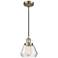 Fulton 7" Antique Brass Cord Hung Mini Pendant w/ Clear Shade