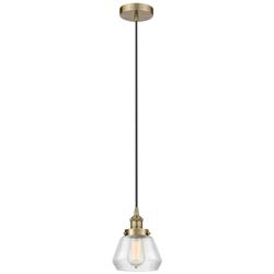 Fulton 7" Antique Brass Mini Pendant w/ Clear Shade