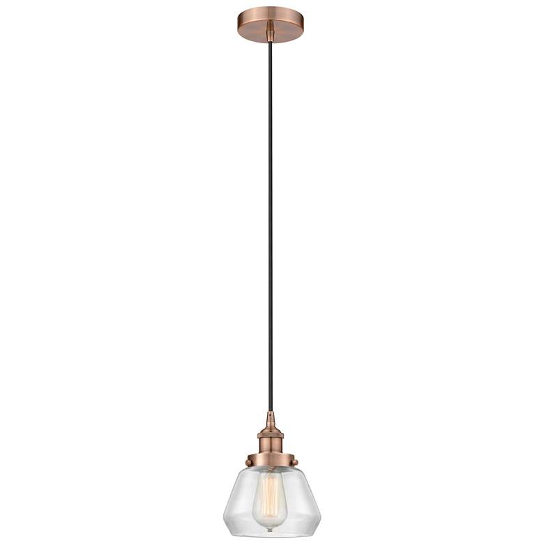 Image 1 Fulton 7" Antique Copper Mini Pendant w/ Clear Shade