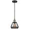 Fulton 7" Black Antique Brass Cord Hung Mini Pendant w/ Plated Smoke S