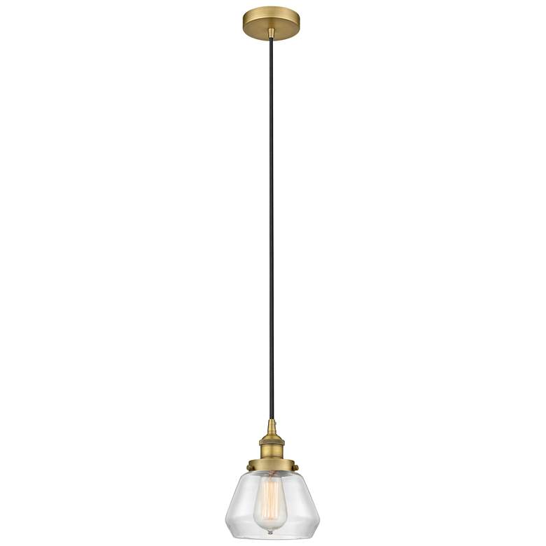 Image 1 Fulton 7" Brushed Brass Mini Pendant w/ Clear Shade