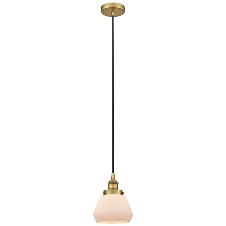 Image 1 Fulton 7" Brushed Brass Mini Pendant w/ Matte White Shade