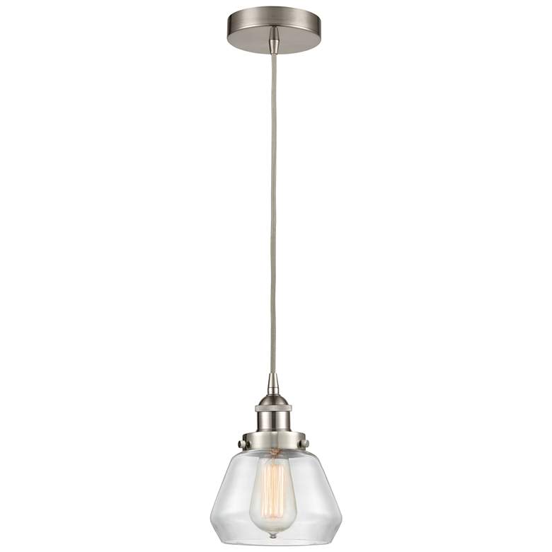 Image 1 Fulton 7" Brushed Satin Nickel Mini Pendant w/ Clear Shade
