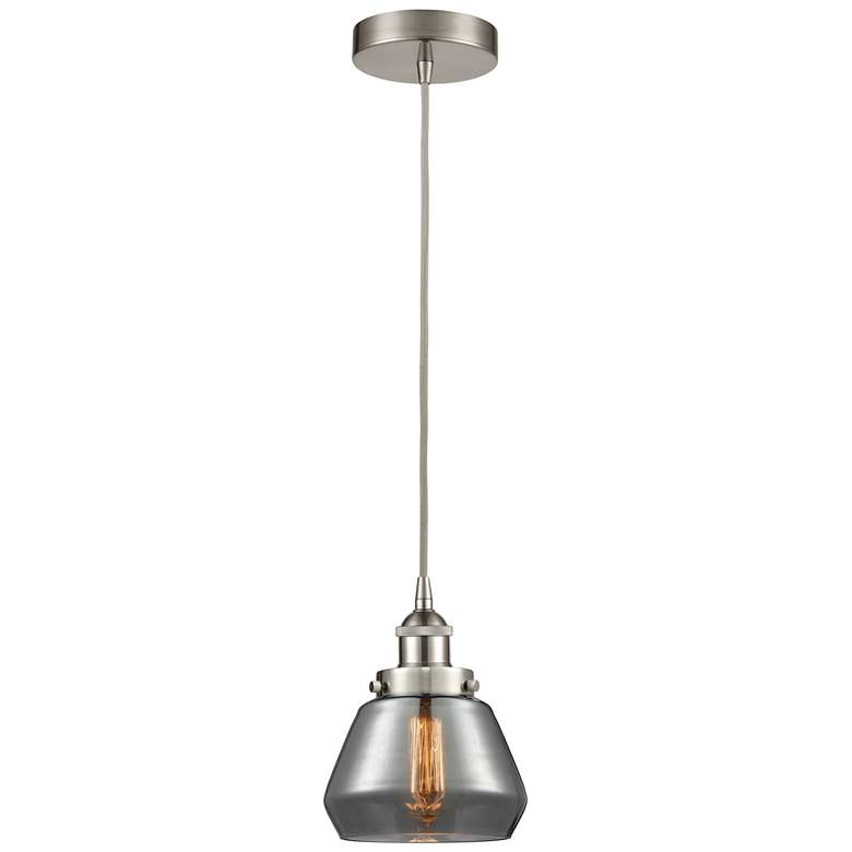 Image 1 Fulton 7" Brushed Satin Nickel Mini Pendant w/ Plated Smoke Shade